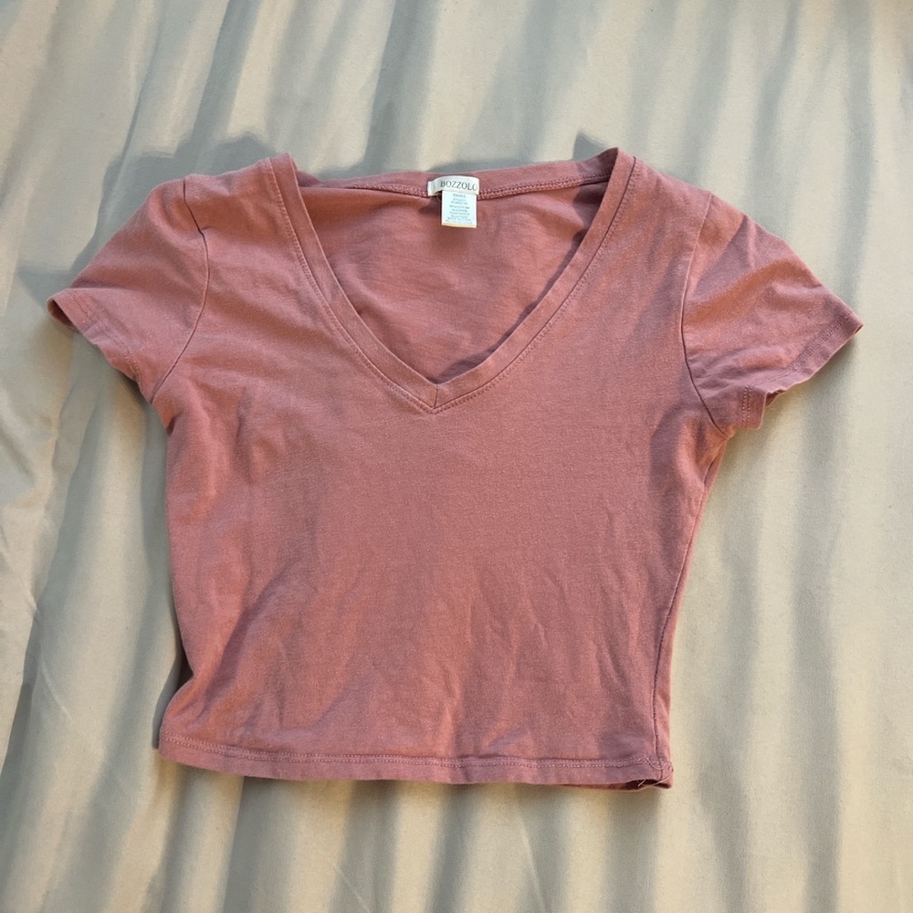 Pink V Neck Crop Top